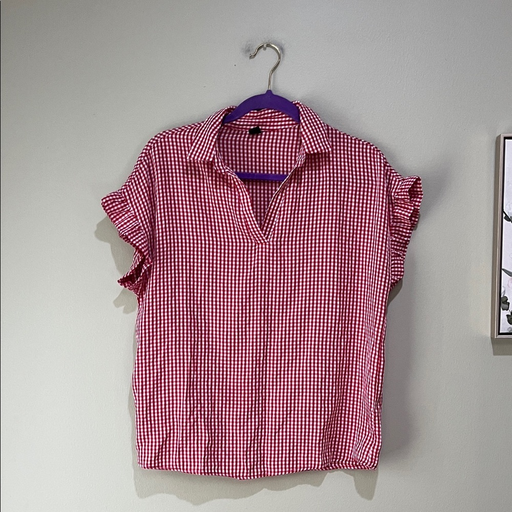🌸3 for $10 SHEIN Red Checkered Blouse